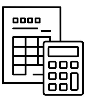 見積書・請求書と電卓・計算機のお金・マネーアイコンイラスト