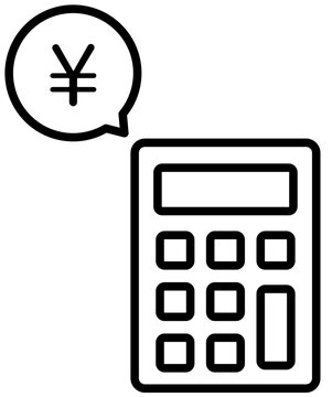 電卓・計算機と日本円マークのお金・マネーアイコンイラスト