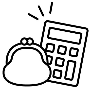 電卓・計算機と財布・がま口のお金・マネーアイコンイラスト