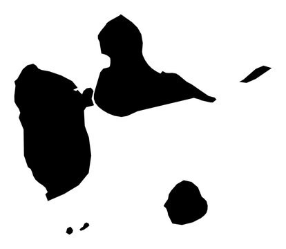 A contour map of Guadeloupe. French overseas department silhouette