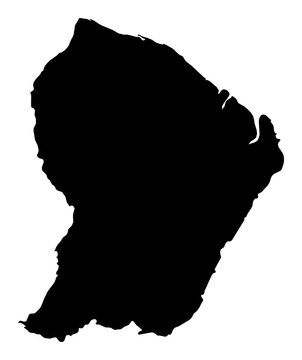 A contour map of French Guiana. French overseas department silhouette