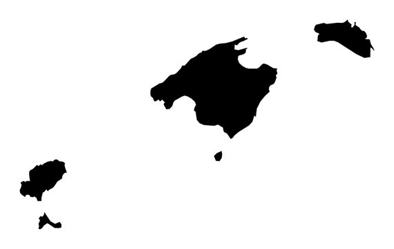 A contour map of Balearic Islands. Spanish province silhouette