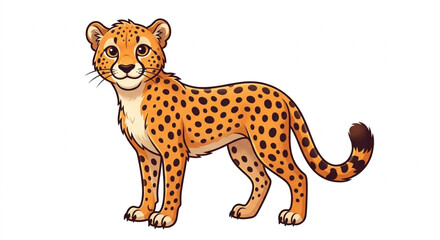 Cute Cheetah Character Illustration Standing on White Background © Lapak orang bejo