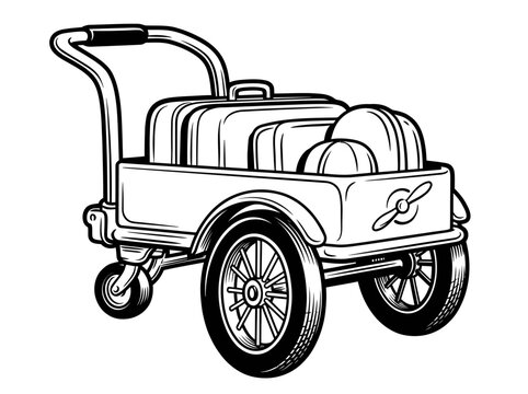 Vintage luggage cart with suitcases.