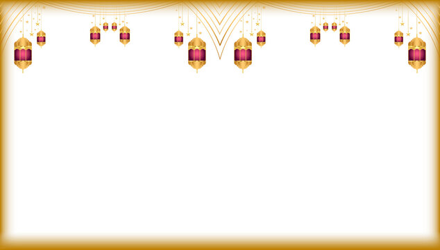 Ramadan kareem decoration with golden islamic lamp ornment