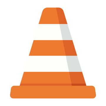 Cartoon orange traffic cone icon isolated on transparent background