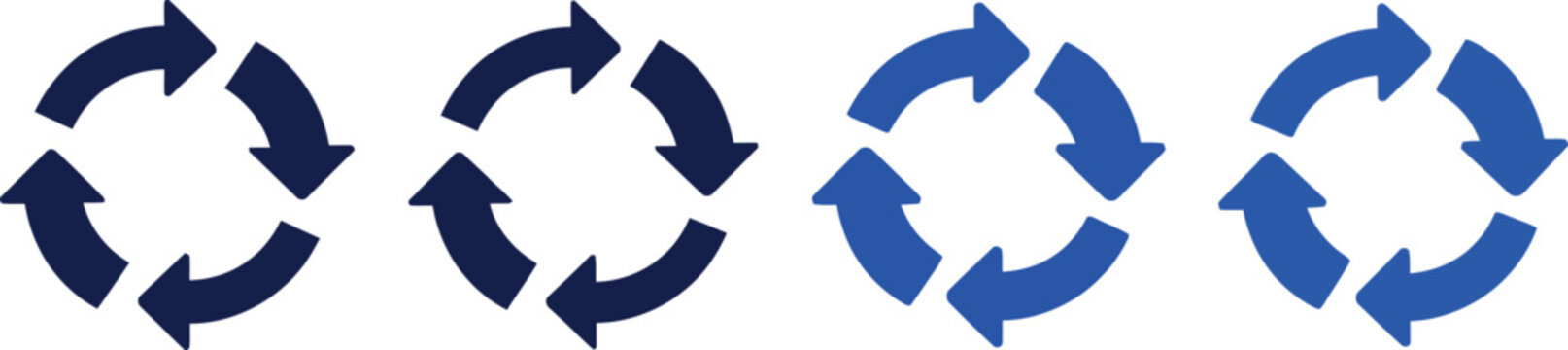 Circular arrow icons representing a refresh or repeat process with circular rotation clockwise counterclockwise continuous movement illustration