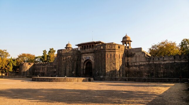 Shaniwar Wada historical fort in Pune, Maharashtra, India showcasing the grand stone entrance gate for travel, heritage tourism and cultural education