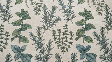 Fototapeta premium Vintage botanical seamless pattern design with assorted green leaves