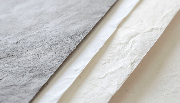 Handmade Japanese Paper Texture Background with Layered Fibers and Rough Surface　和紙のテクスチャ背景 重なり合う繊維と粗い表面のハンドメイドペーパー