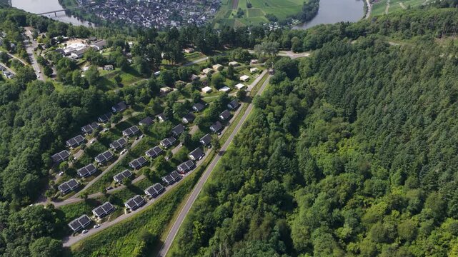 Aerial view of the moselle river bend near krov germany