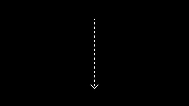 Down arrow direction icon with dotted line pointing animation. Download sign. Download direction arrows symbol. arrow button icon Down arrow signal animation. download icon sign 4k video