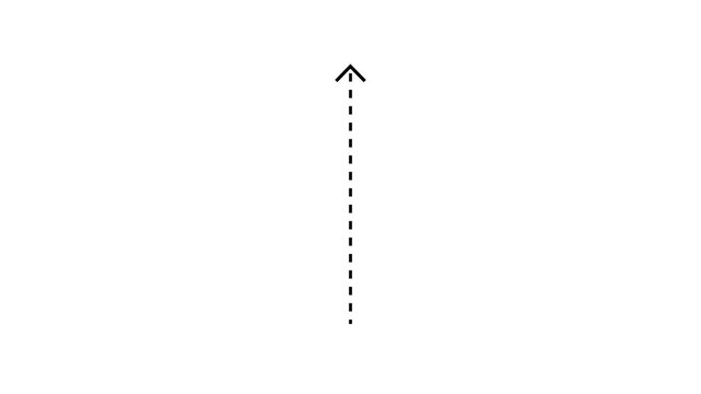 up arrow direction Dotted Moving line animation. line path from Down to up  motion graphics animation on white background 4k video