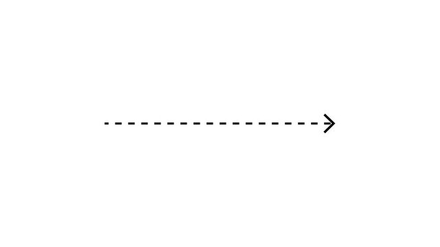 Right arrow direction Dotted Moving line animation. line path from left to right motion graphics animation on white background 4k video