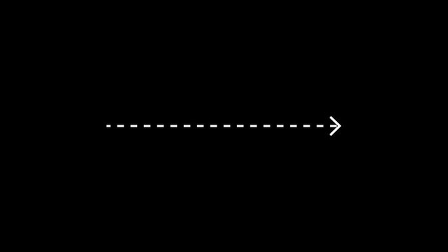 Right arrow direction icon with dotted line animation, dot arrows icon sign, arrow direction icon beatiful dot arrows sign animation line 4k animation. on Black background 4k video