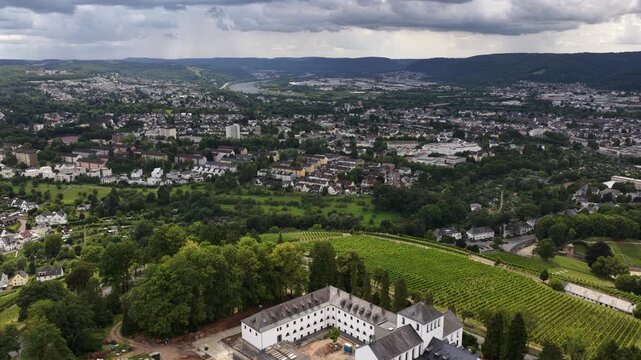 Aerial view of st. Matthias' abbey amidst trier cityscape