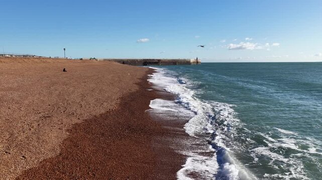 Aerial Drone View of the English Coastline at Folkestone, Kent