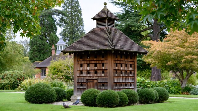 Historic dovecote standing in chartwell estate gardens