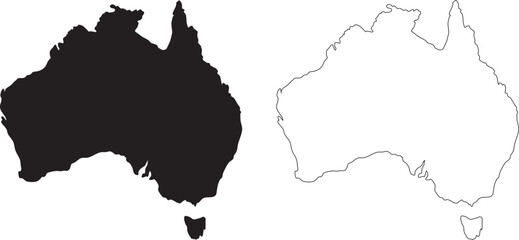Australia map silhouettes black white © Jabed Omar