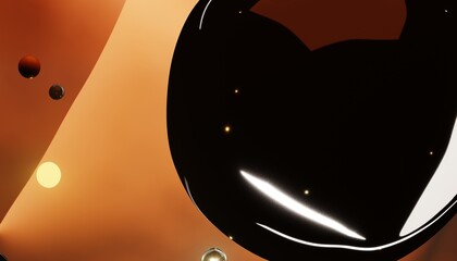 Copper orange abstract background with large glossy black sphere © AleksandrMet