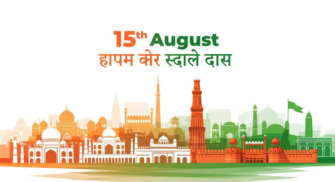 15 august india independence day skyline qutub minar red fort historic landmarks