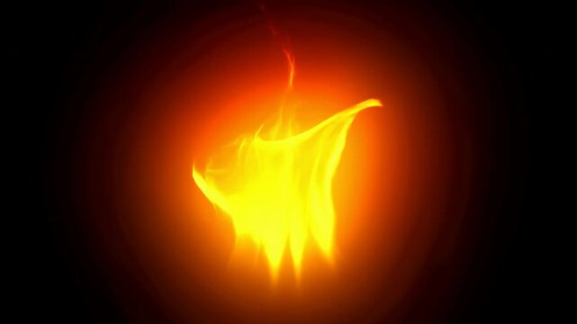 Radiant Orange Flame Flickering Softly. Vivid Gold And Orange Flame Dance With Sparks In Darkness
