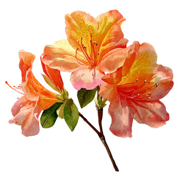 Azalea watercolor artwork, high-quality professional vector illustration isolated on a white background.