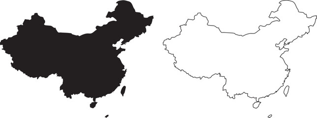 China map silhouettes outline geography © Jabed Omar