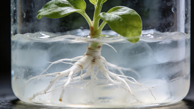 Plant growth in laboratory setting focused on biotechnology and research practices