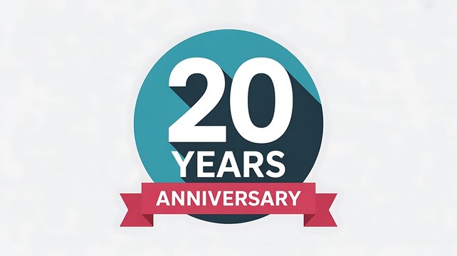 20th anniversary logo, celebration badge, 20 years anniversary emblem, commemorative icon