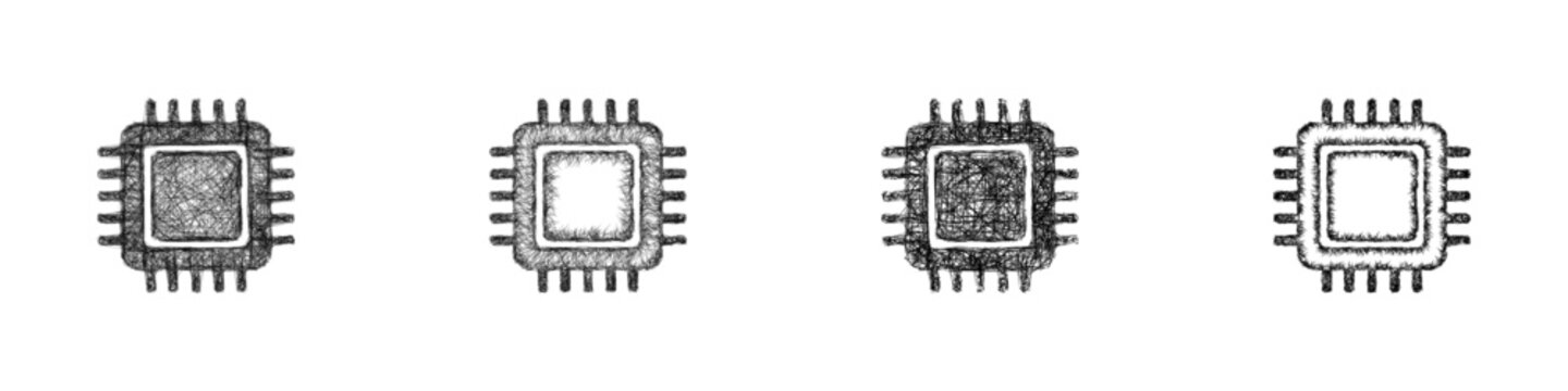 Sketch cpu icon design set
