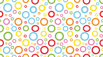 Fototapeta premium Vector illustration of colorful rings arranged in playful geometric pattern representing decorative, abstract, and design themes