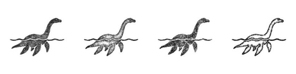 Sketch water dinosaur icon design set © David Zydd