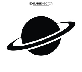 Planet saturn with rings black silhouette © Crea Vector Designer