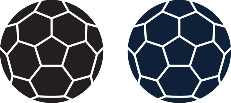 Soccer balls illustration black and blue on white background