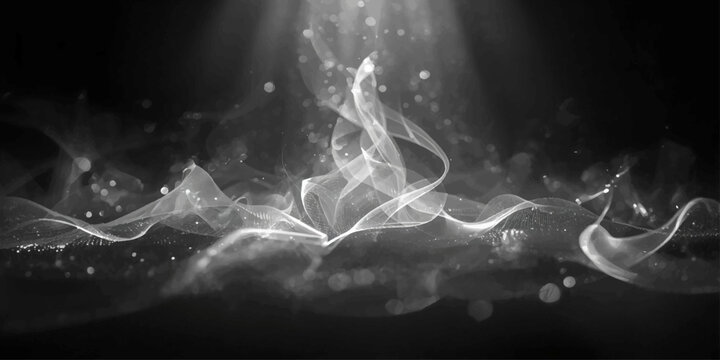 A glowing blue X-ray illustration of a human skull and brain merges motion and energy elements with smoke and fire backgrounds for a dark science design concept