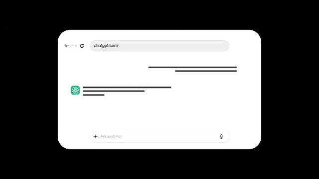 Animated 3D ChatGPT AI Browser Content Concept | Alpha channel