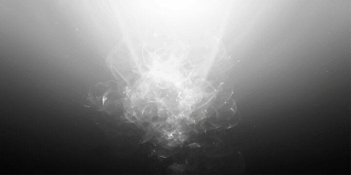 Abstract light background of mist and smoke reflecting sun light through a storm over the dark night sea with clouds and an explosion of moon light in the rain