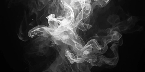 Abstract swirl of smooth blue smoke flowing in a soft wave motion over a dark black background creating a magic incense pattern © NAYEM