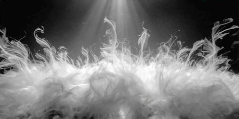 Fototapeta premium Dramatic black and white motion of grass swaying in the wind against a dark misty sky with abstract smoke and storm clouds