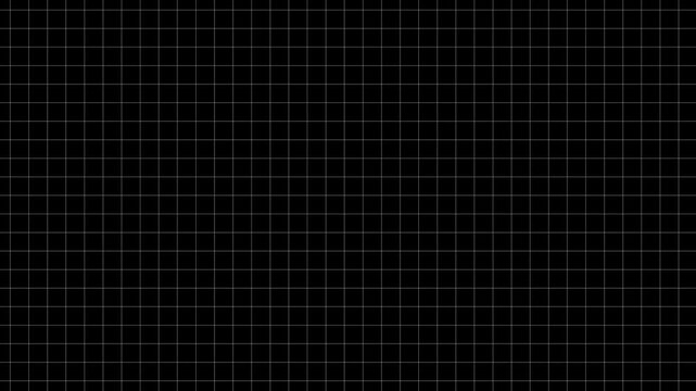 Grid pattern lines on black background, abstract mathematical graphing paper, architectural blueprint layout, and geometric tech template.