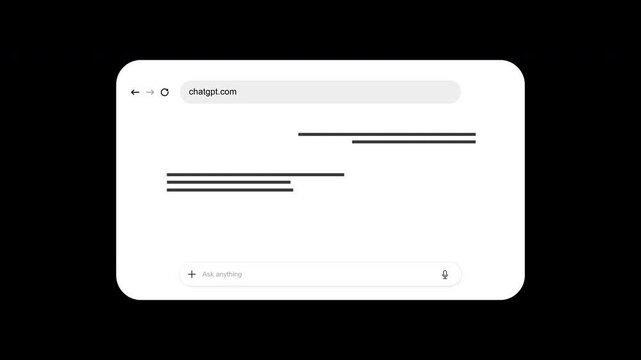 Animated 3D ChatGPT AI Browser Content Concept | Alpha channel