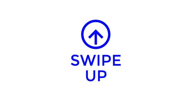 Blue swipe up icon with arrow in circle on white background for social media doodle animated 4k stock video