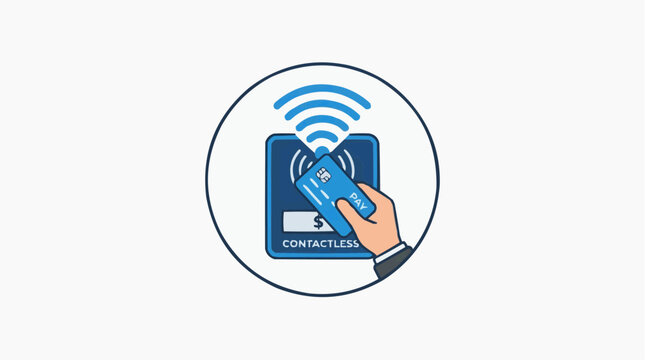 Contactless Payment: A close-up shot of a hand using a credit card to make a contactless payment at a payment terminal. Highlighting the ease and efficiency of modern transaction methods.