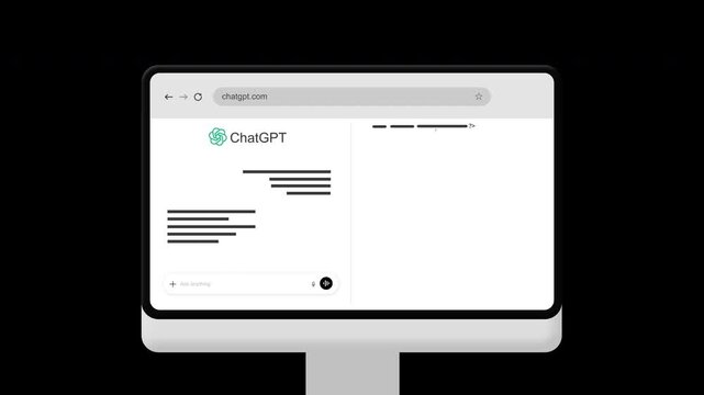 Animated 3D ChatGPT AI Code Generating for Computer Concept | Alpha channel