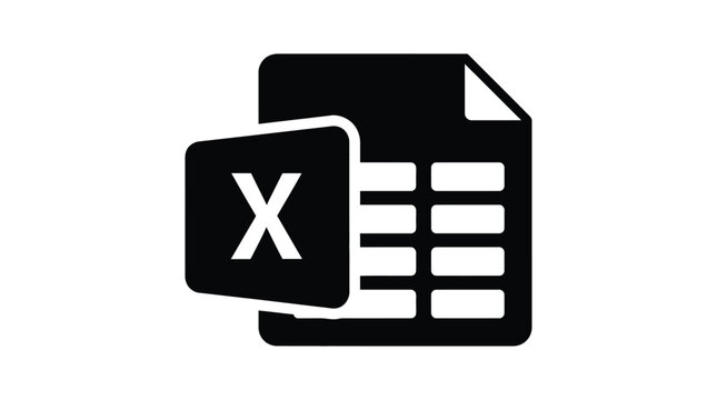 Excel spreadsheet icon with white x symbol flat vector silhouette high quality professional detailed modern elegant