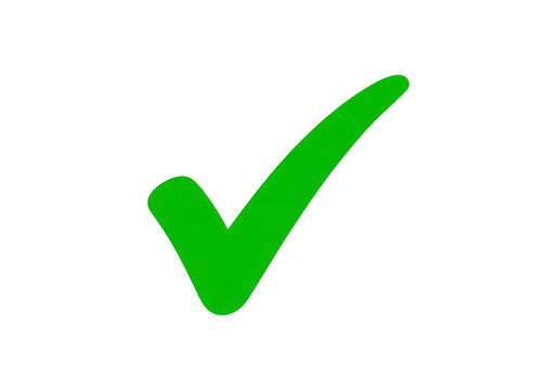 Bright green checkmark icon symbolizing approval or confirmation isolated on transparent background