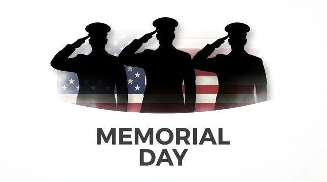Memorial day silhouette of soldiers saluting before the american flag with united states, air force