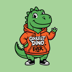 Dinosaur Coolest Dino Ever Funny Cartoon Kids Hoodie T Shirt Design © MdAnisul