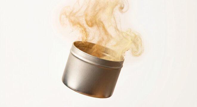 Floating silver tin with ginger and maca powder explosion
